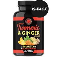 Angry Supplements Turmeric Ginger Maxx Pills Joint Support Flexibility 12-Pack