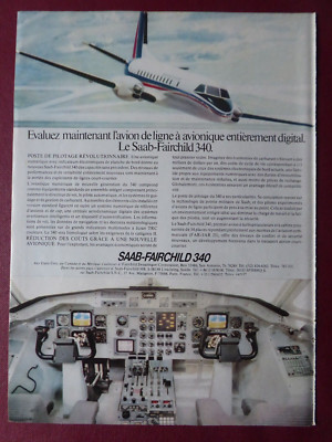 11/1982 PUB AVION SAAB FAIRCHILD 340 FLUGZEUGE AVIONIK COCKPIT FRANZÖSISCHE ANZEIGE