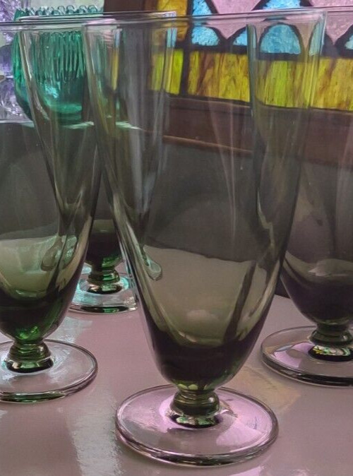 Imperial Glass SVELTE Verde GREEN ICE TEA Goblet Pinched 6-3/8" EXC. 6 AVAIL.