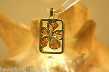 17.5mm Hawaiian 14k Gold Plated Brass Genuine Inlaid Koa Wood Plumeria Pendant
