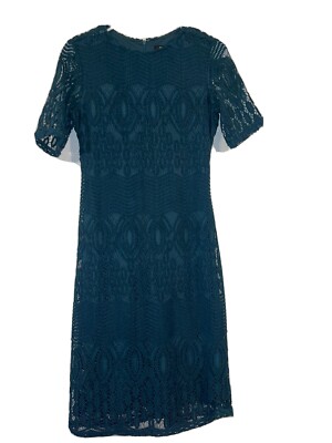 Sharagano Dark Green Dress  3/4 Sleeve Women Size 4