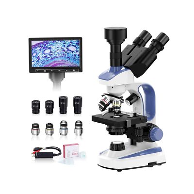 Microscope for Adults with 40X-2500X Magnification, Dual-View Lab Trinocular ...