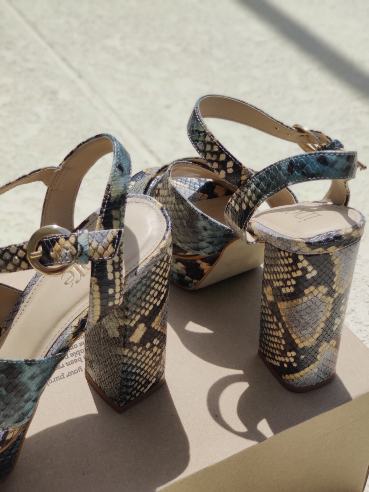 Idore Snake Print Python Platform Leather Sandals… - image 7