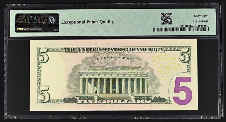 USA, 2017A, Federal Reserve New York , $5, PMG 68 EPQ , Fr#1998-B , Top Pop - Image 4 of 4