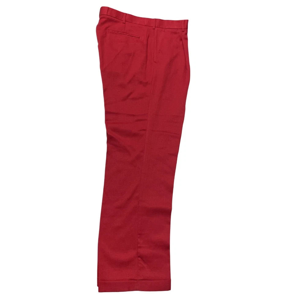 Pantalones de vestir de colección años 80 Montique para hombre TEXTURA ROJA BRILLANTE NAVIDAD pantalones 38/33 Foto 4 de 4
