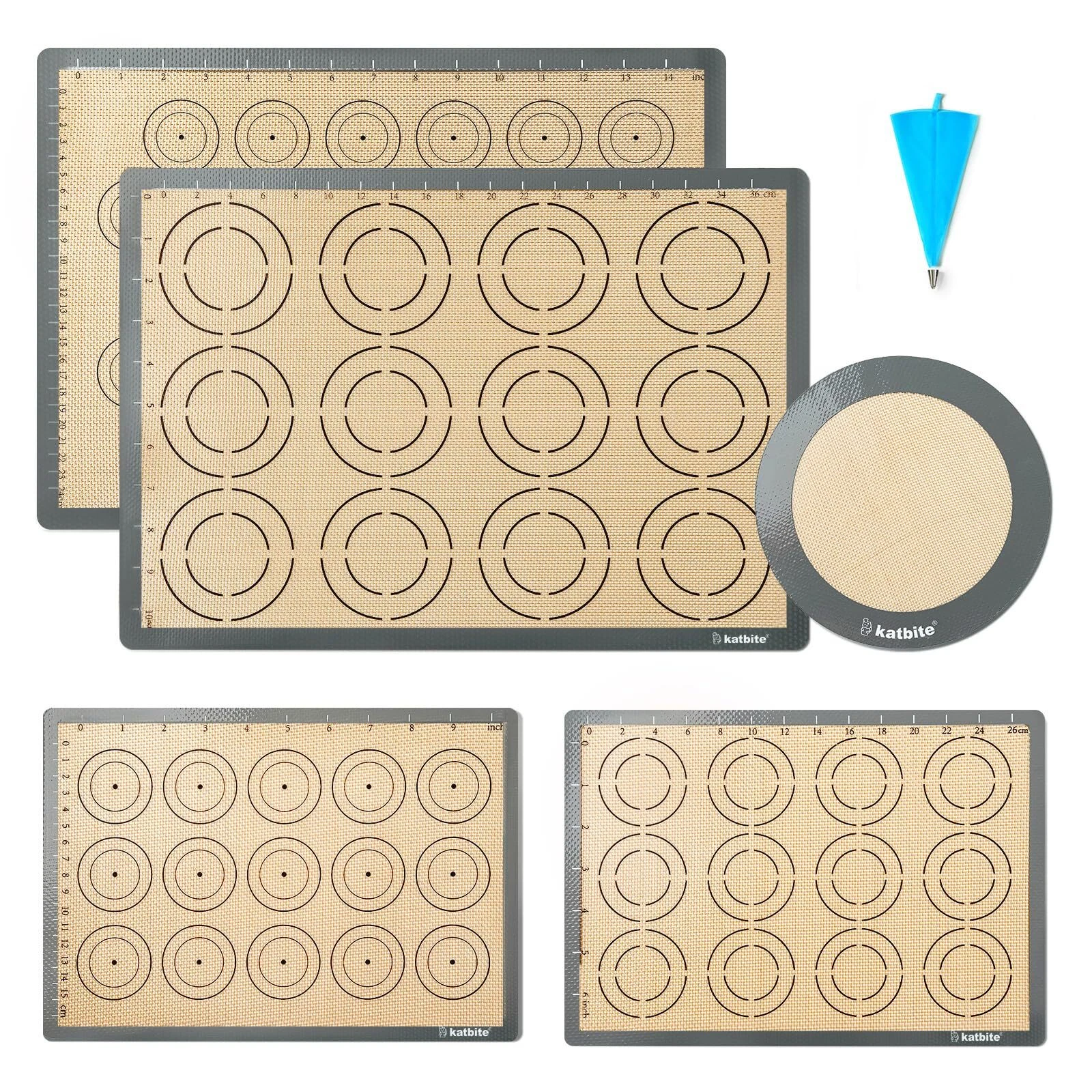 Silicone Baking Mat Set of 5 Food Grade Non-stick Reusable Cookie Sheet Bakew...