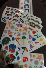 VTG 25 Sticker Sheets Frances Meyer Inc 1 ⚽️ 1 🌴  2 Christmas 4🎀 5 🎶 4 👢 8 ❤