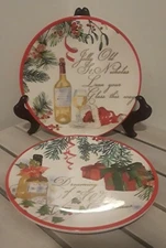Set of 2 Frontgate Melamine Xmas Dessert Plates 6.75"