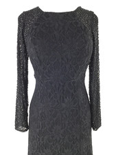 VTG Cachet Maxi Dress sz 6 Beaded Lace Sheer Mesh Goth Y2K Whimsygoth FairyBlack