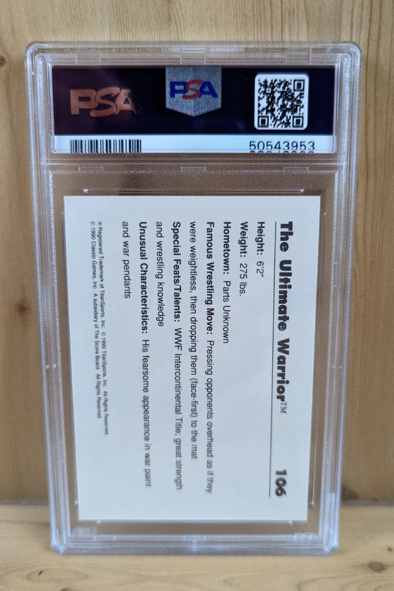 1990 Classic WWF Ultimate Warrior #106 PSA 8 Rookie Card Rare Wrestling New Slab view 3