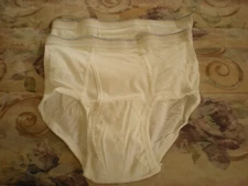 Fruit of the Loom Vintage Blue/Gold Stripe White Briefs - Size 38-40 (2 Pairs)