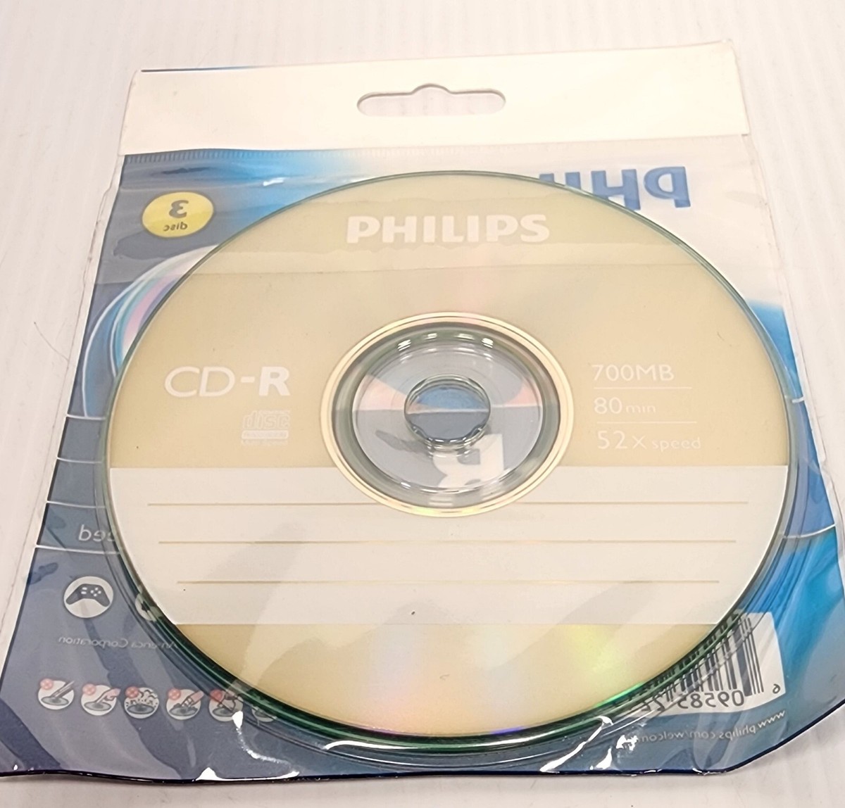 3 pack Philips CD-R 700MB 80min 52x Speed DISCS 80 minutes cd