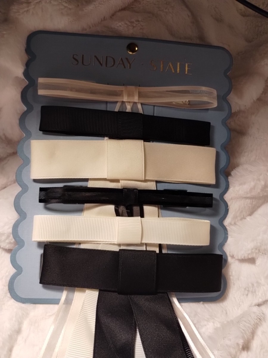 NWT Sunday State Pack of 5 Black & Cream Colored Hair Bow  display picture 3