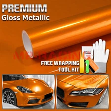 Gloss Metallic Orange Candy Decal Car Vinyl Wrap Film Sticker Sheet Sparkle DIY