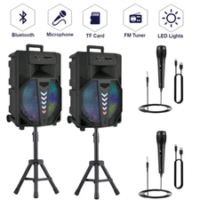 2×15“Bluetooth Speaker Portable Sub Woofer Heavy Bass Party Sound System w/Mic