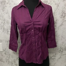 Style & Co. Y2K 00s Blouse Business Corp Button 3/4 Sleeve