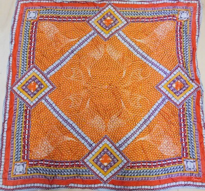 Foulard En Soie Pure Vintage Années 80 – Multicolore, 94x96 Cm, Occasion En Très Bon état