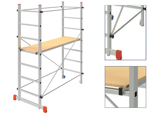 PONTEGGI TRABATTELLO IN ALLUMINO 'STEP UP LABOR' CON RUOTE