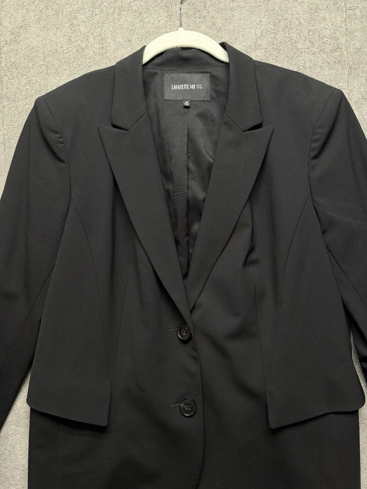 Blazer Lafayette 148 New York para mujer 14 negro frente abierto cuello manga larga Foto 2 de 4