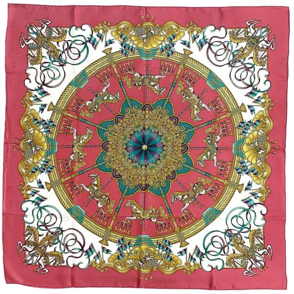 小物 HERMES Pattern Pleats Carre 90 Hermes Vintage Rare scarf Carre 90 LES CLES Silk from japan