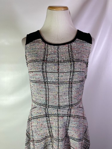 Modcloth Size M Stretchy Boucle Tweed Dress Sleeveless Colorful Retro - Picture 3 of 11
