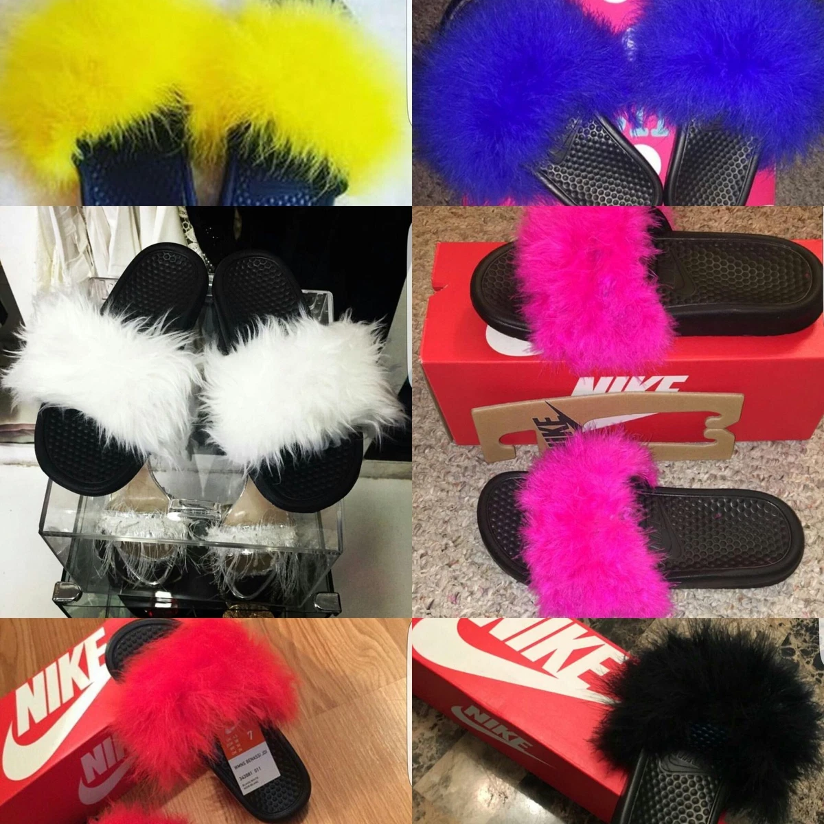 Sale JUST RESTOCKED LOT Custom Nike Fur Slides CHOOSE YOUR COLOR SIZE
