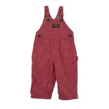 Vtg OshKosh B'gosh Vestbak Overalls 12 M Red White Hickory Railroad Stripe USA