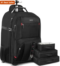 ZOMFELT Rolling Backpack, Travel Backpack with Wheels, Carry on Backpacks with 3