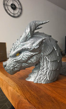 Fantasy Drachenkopf Figur/Skulptur in Grau 3D-Druck