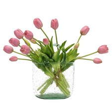 15pcs Artificial Tulips Flowers, Real Touch Latex Bouquet, Fake Tulips for Of...