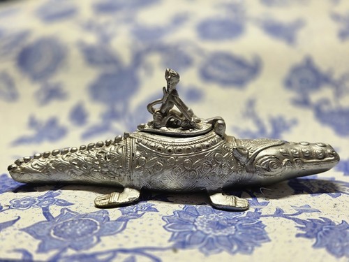 Brass Southeast Asian Khond Khondi  Dhokra Crocodile  with Passenger