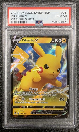 2021 POKEMON SWSH BLACK STAR PROMO PIKACHU V BOX #061 PIKACHU V PSA 10