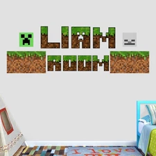 Custom Pixel Name Wall Decal Vinyl Sticker Kids Room Gaming Mural Decor M-72