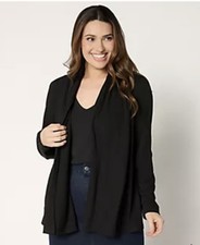 Susan Graver Regular Ribbed Liquid Knit Cardigan with Pockets A701913 Size 3X