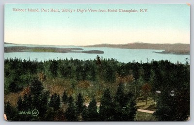 New York~Port Kent~Valcour Island~Panorama~Sibleys Days View~c1910 Postcard