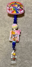 She  s like a Rainbow Brite - Belt Clip Beaded Badge Reel Holder ID Retractable