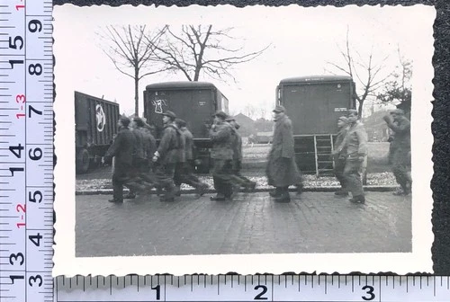 WW2 Era Military BW Photo Snapshot German Prisoners POW Belgium 1944
