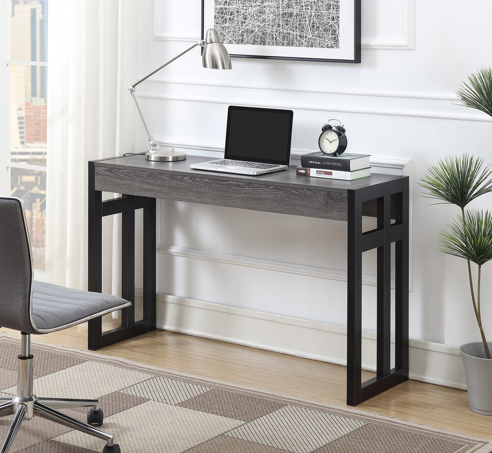 Convenience Concepts Monterey Console Table in Weathered Gray Wood and Metal