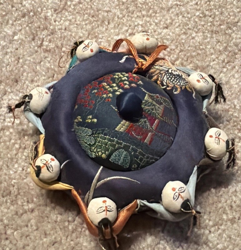 Vintage Chinese Lucky Babies Pincushion Trinket Box 8 Children Jewelry Holder
