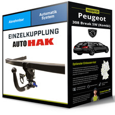 Abnehmbare Anhängerkupplung für PEUGEOT 308 Break SW 08- I 4E / 4H Auto Hak NEU