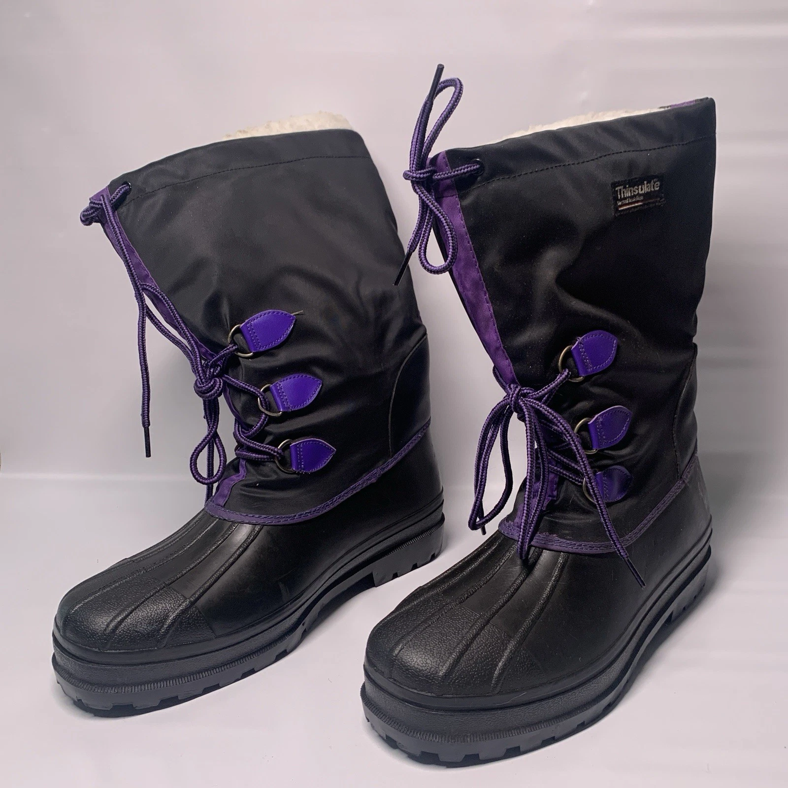 Thinsulate Snow Boots - Size 12 Men’s - Black/Purple Laces