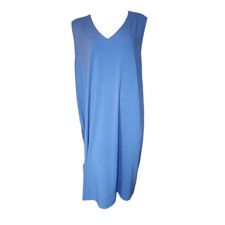 J Jill Wearever Collection Dress Womens Size XL Solid All Blue Sleeveless V Neck