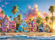 Puzzles for Adults 1000 Pieces,Romantic Beach Jigsaw Puzzle with 1:1 HD Poster,1