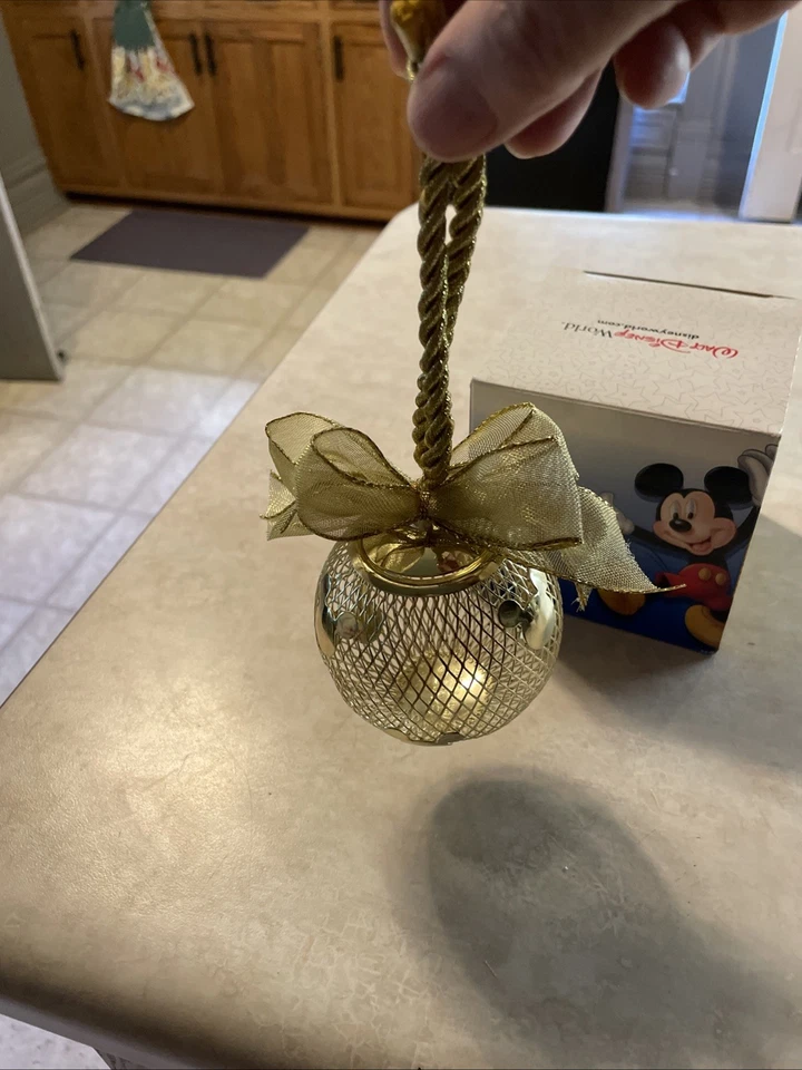 Disney World Christmas Ornament Gold Mesh Ball Mickey Mouse Ears Potpourri - Image 2 of 4