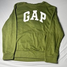 GAP Logo Hoodie Olive Green Pullover Sweatshirt Mens Medium Cotton Blend