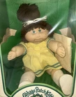 Vintage Cabbage Patch Kids Doll Brown Curly Hair Yellow Dress Original Box