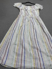 Gap Midi Dress Blue Stripe Cotton Preppy Boho Vacay Coastal Resort Size Large