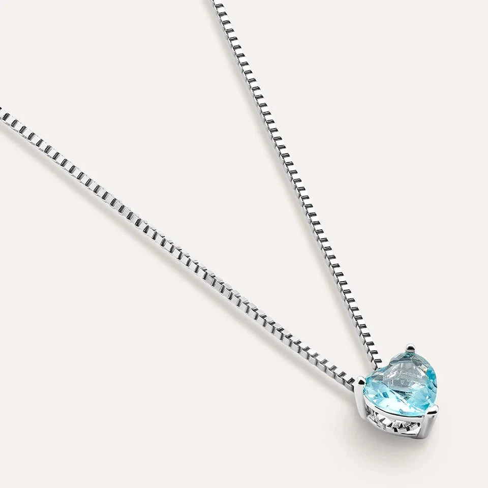 Collana Stroili Argento 925 punto luce a Cuore azzurro 1691315 - Immagine 3 di 4