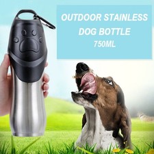 Hunde Trinkflasche Edelstahl mit Napf Reiseflasche Outdoor Wassernapf