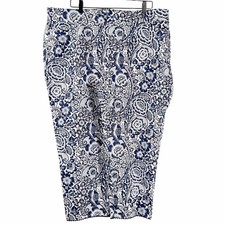 NWT Chico's So Slimming Brigitte Tassel Hem Slim Crop Fashion Pants Navy White 4